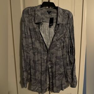 Gray Camouflage Button Up Shirt